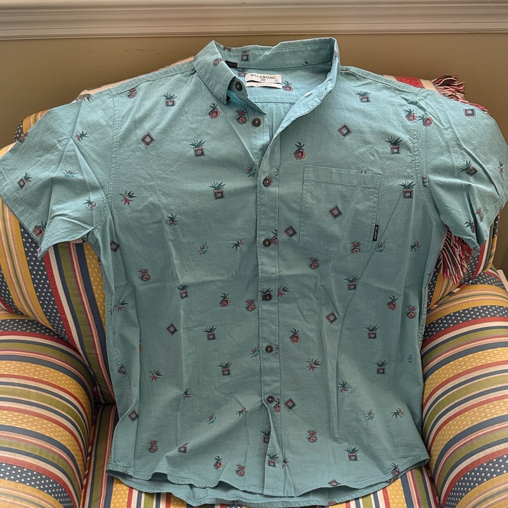 Billabong Teal Pineapple Pattern Shirt